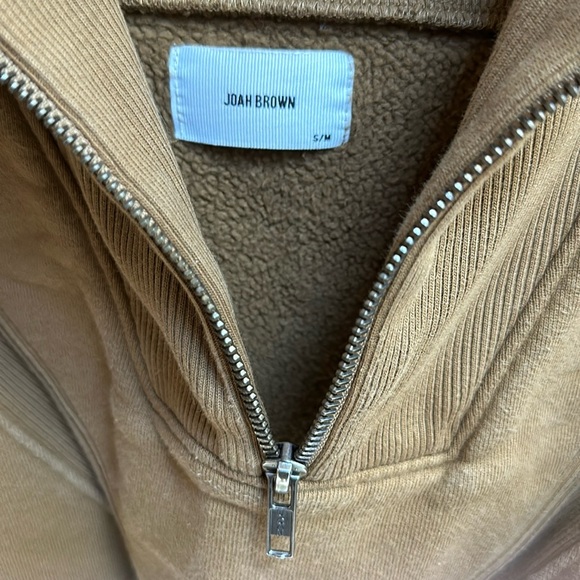 JOAH BROWN HALF ZIP CROP PULLOVER - Picture 4 of 6